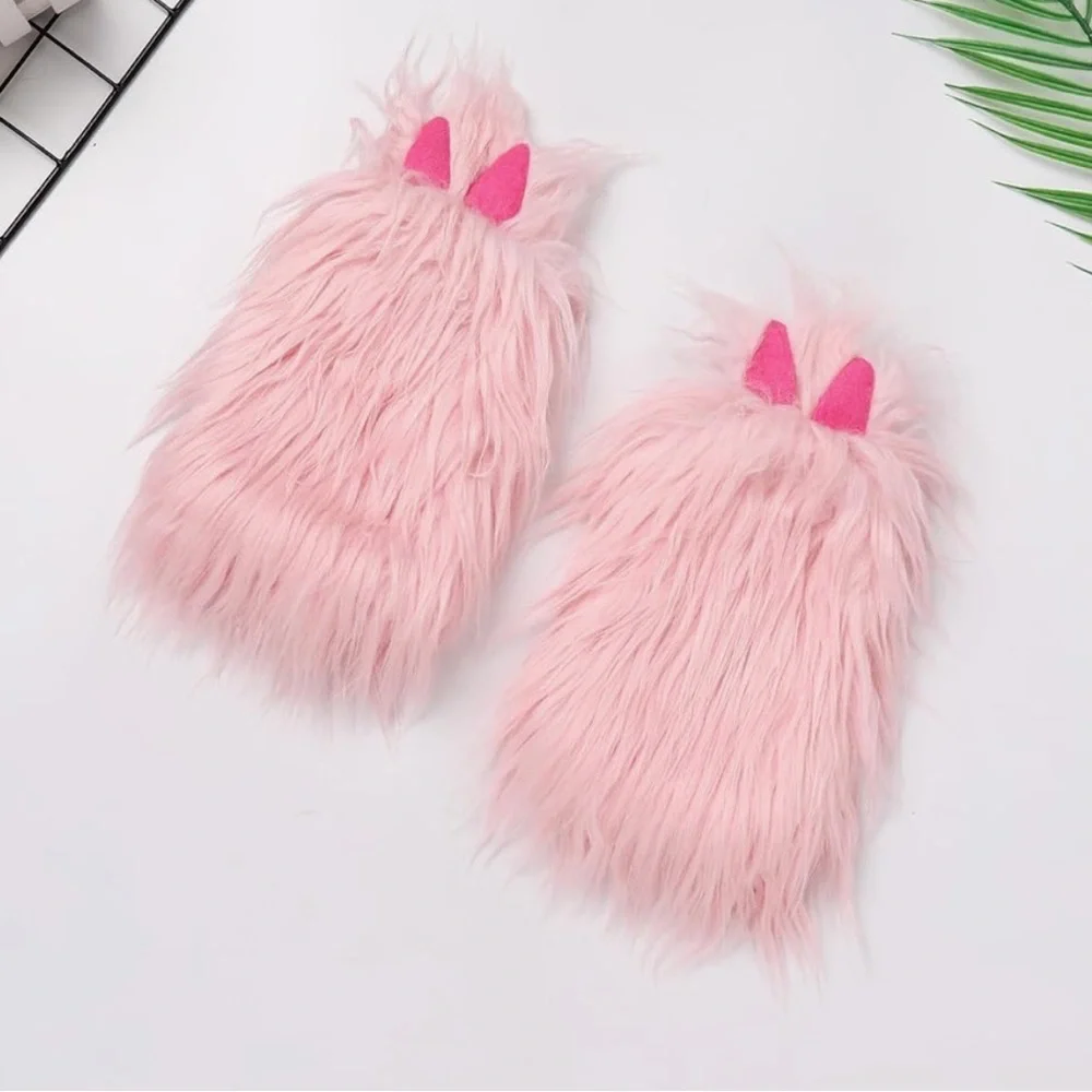 Bunny Costume Toddler Baby Girls Faux Fur Tutu Romper Dress Leg Warmer Hat set